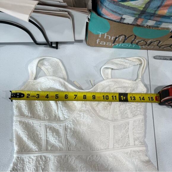 Anthropologie Textured Knit Midi Dress Bustier Ivory Womens Size Small *FLAW - Picture 8 of 11